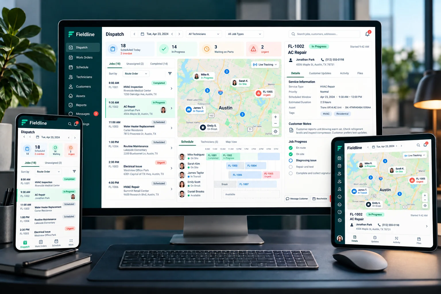 Fieldline field services web application concept